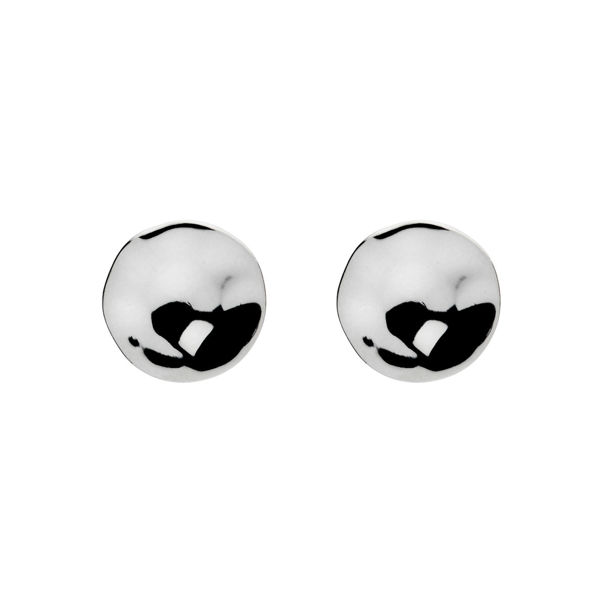 Najo E2418 8Mm Beaten Womens Stud Button No Stone Sterling Silver Silver Polished