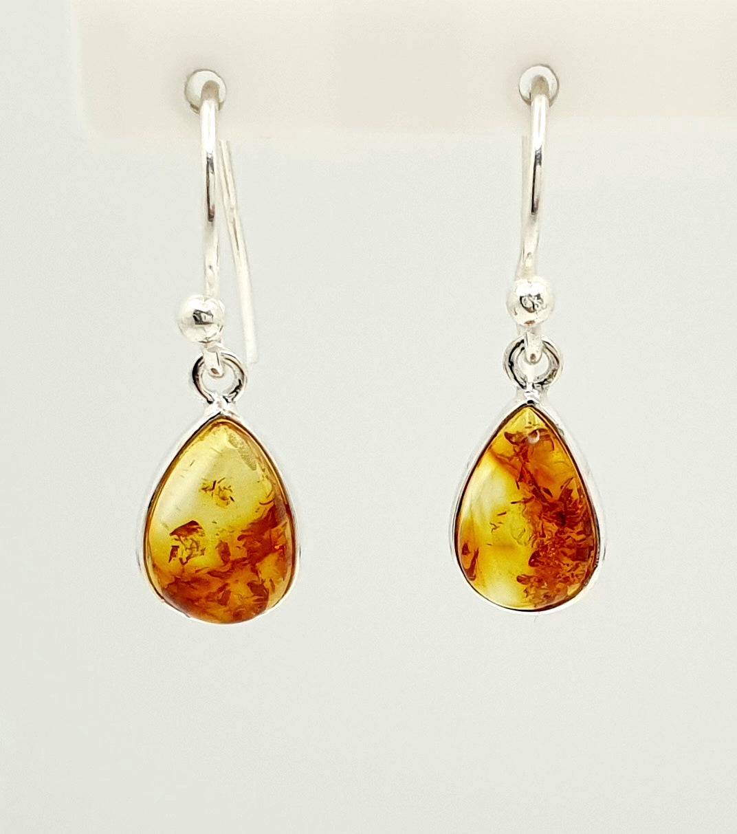 Sterling Silver Natural Amber Earrings 7mm X 10mm