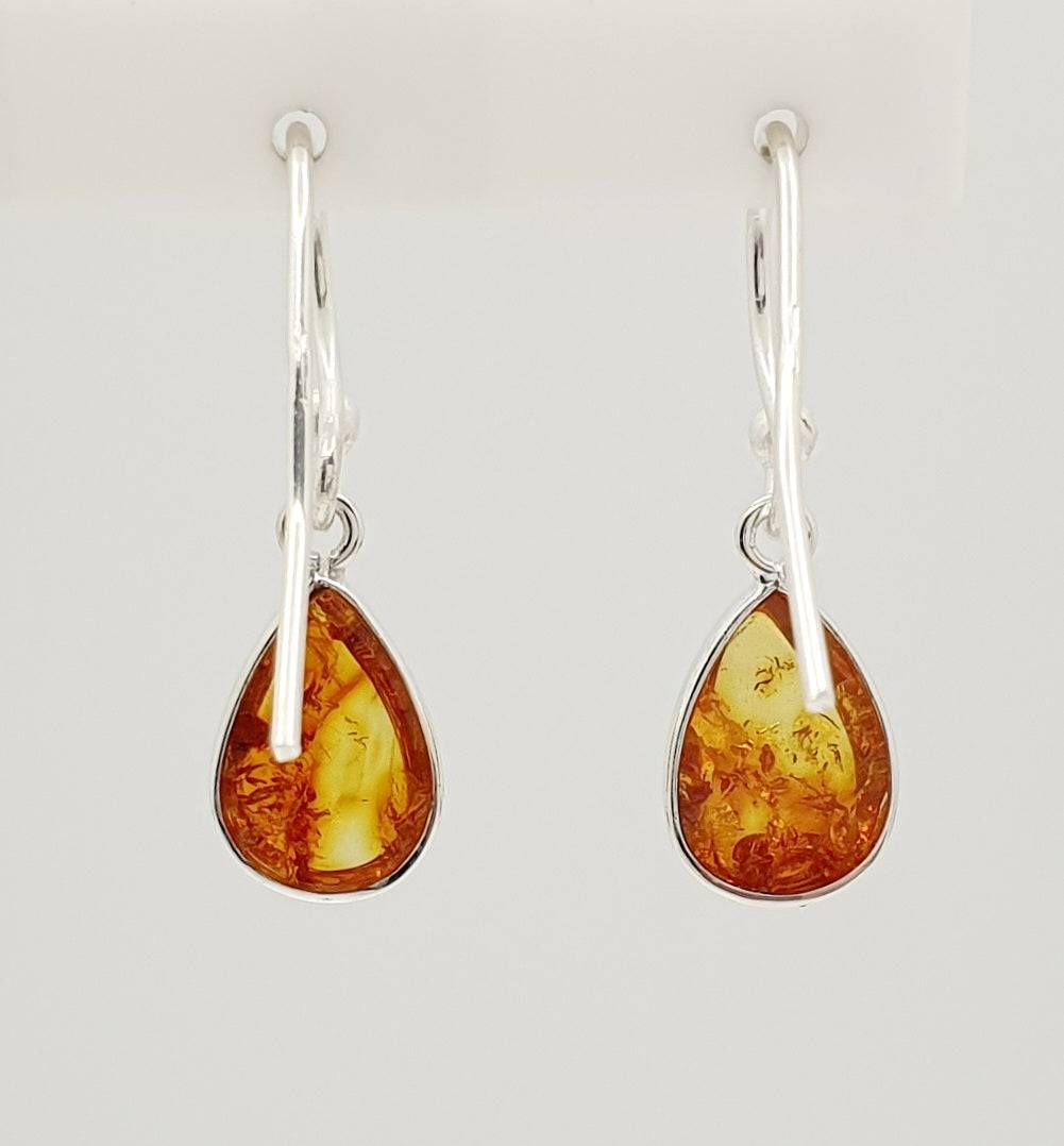 Sterling Silver Natural Amber Earrings 7mm X 10mm