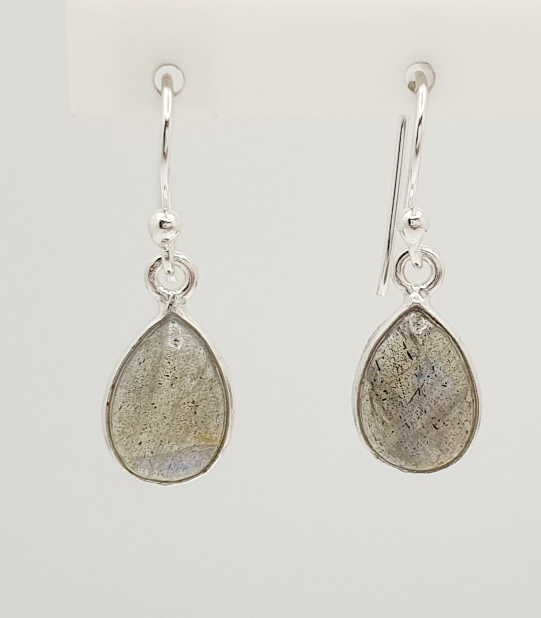 Sterling Silver 7 X 10mm Labradorite Earring With 2.6cm Drop