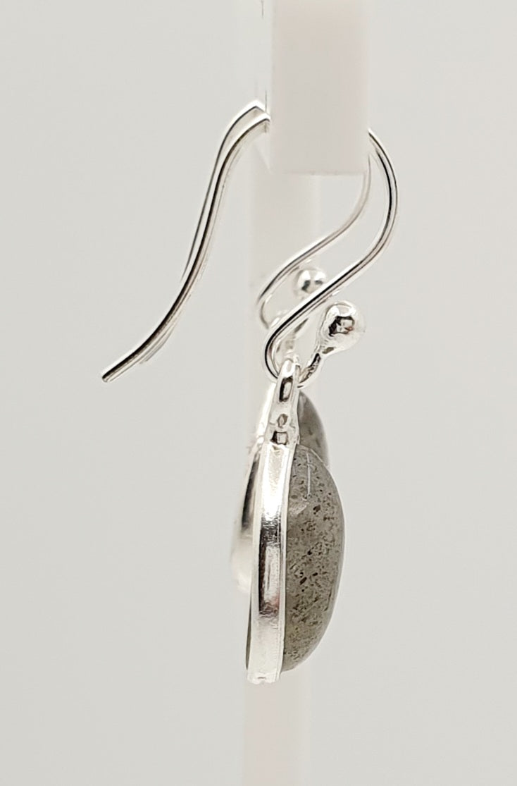 Sterling Silver 7 X 10mm Labradorite Earring With 2.6cm Drop