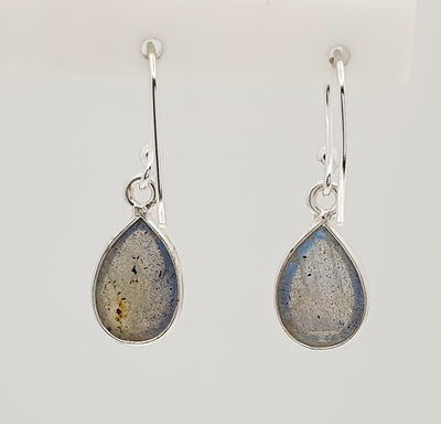 Sterling Silver 7 X 10mm Labradorite Earring With 2.6cm Drop