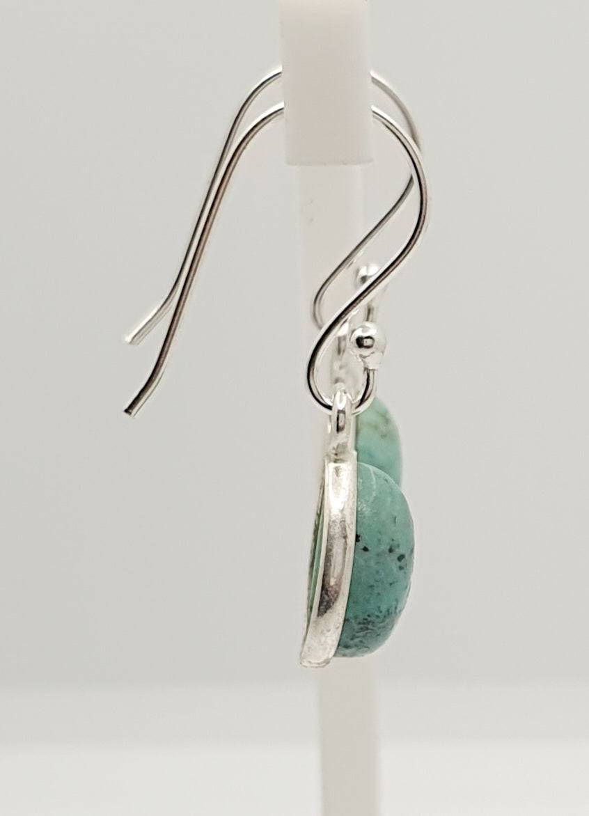 Sterling Silver 7 X 10mm Turquoise Earring With 2.6cm Drop