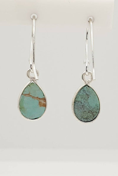 Sterling Silver 7 X 10mm Turquoise Earring With 2.6cm Drop