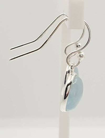 Sterling Silver 8mm X 10mm Aquamarine Earring With 2.6cm Drop