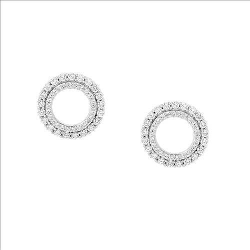 ELLANI S/S WH CZ Double Layer Circle Earrings - RRP $99