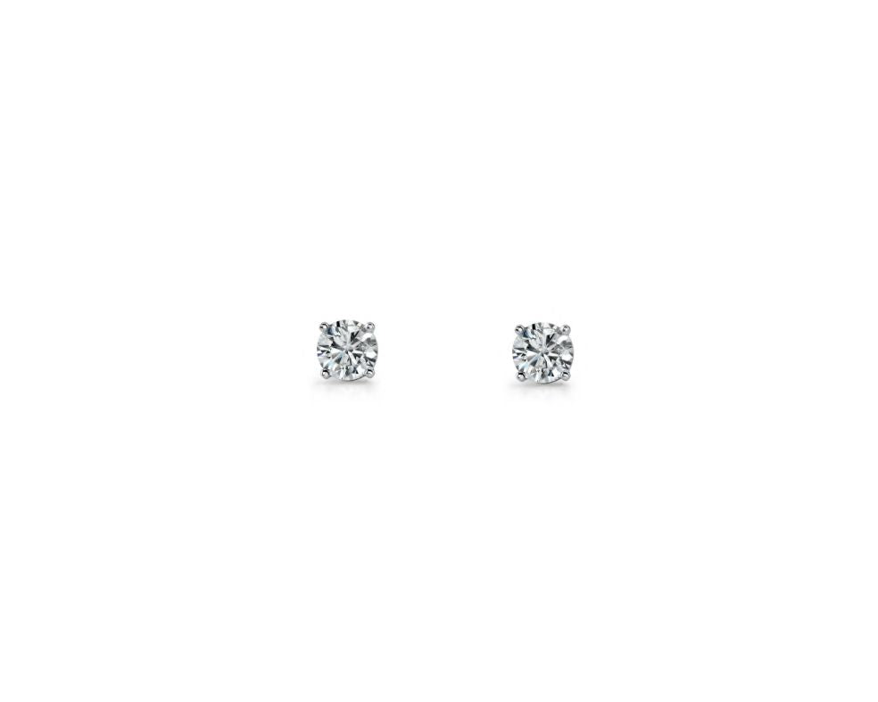 Sterling Silver 3mm Round White CZ, Claw Set Studs