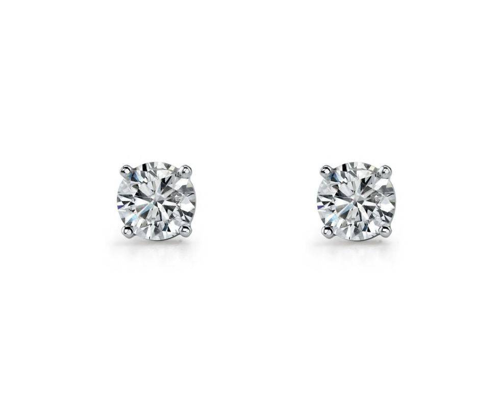 Sterling Silver 8mm Round White CZ, Claw Set Studs