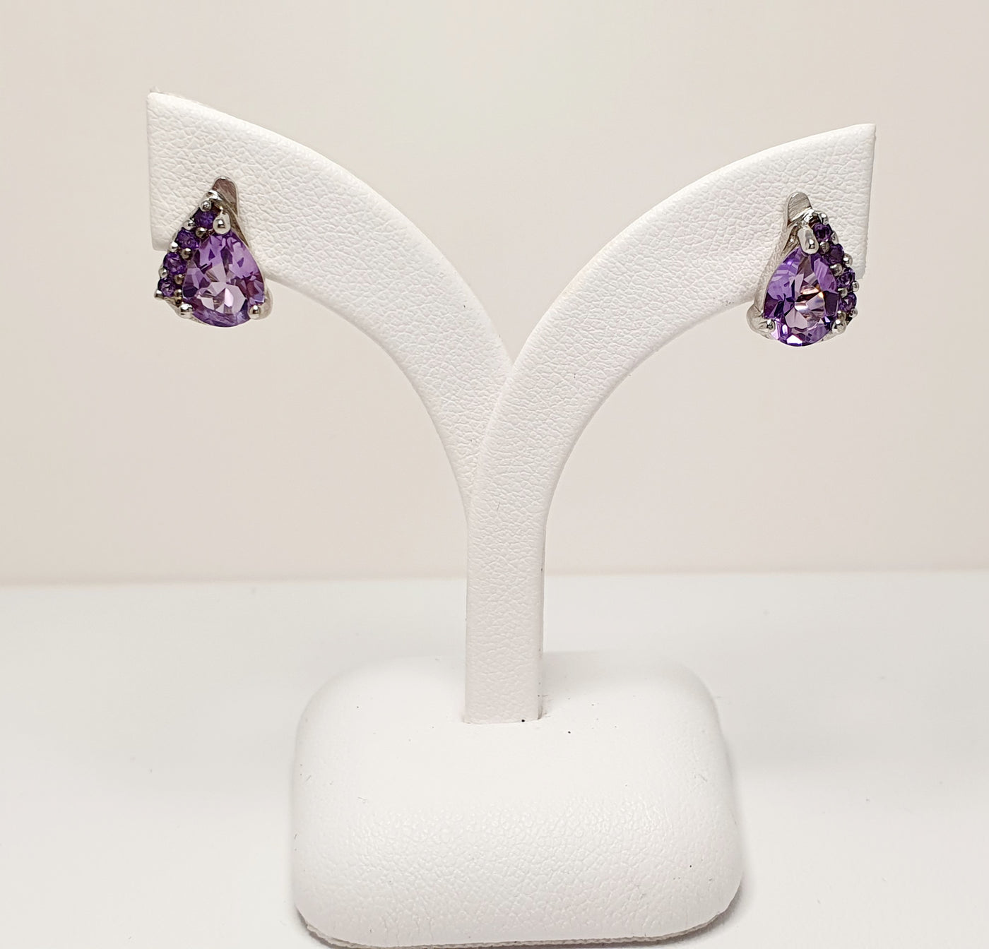 STERLING SILVER AMETHYST EARRINGS WITH LEVERBACKS
