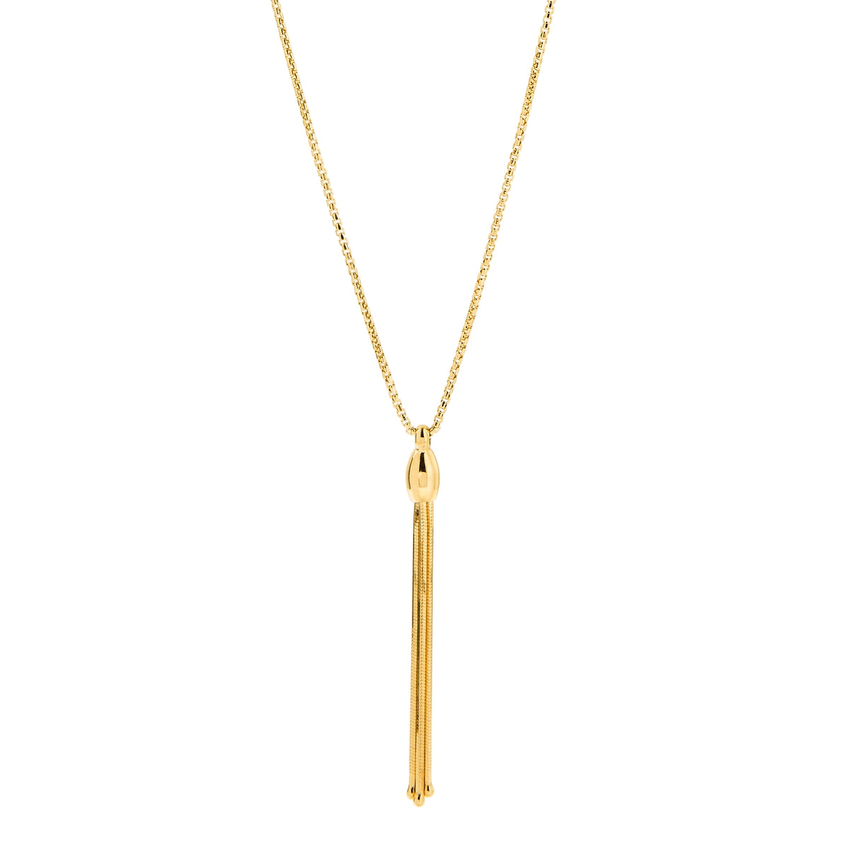 Najo 50Mm Yellow Gold Plated Sterling Silver Tassel On Silver1mm Round 45Cm Box Chain ,