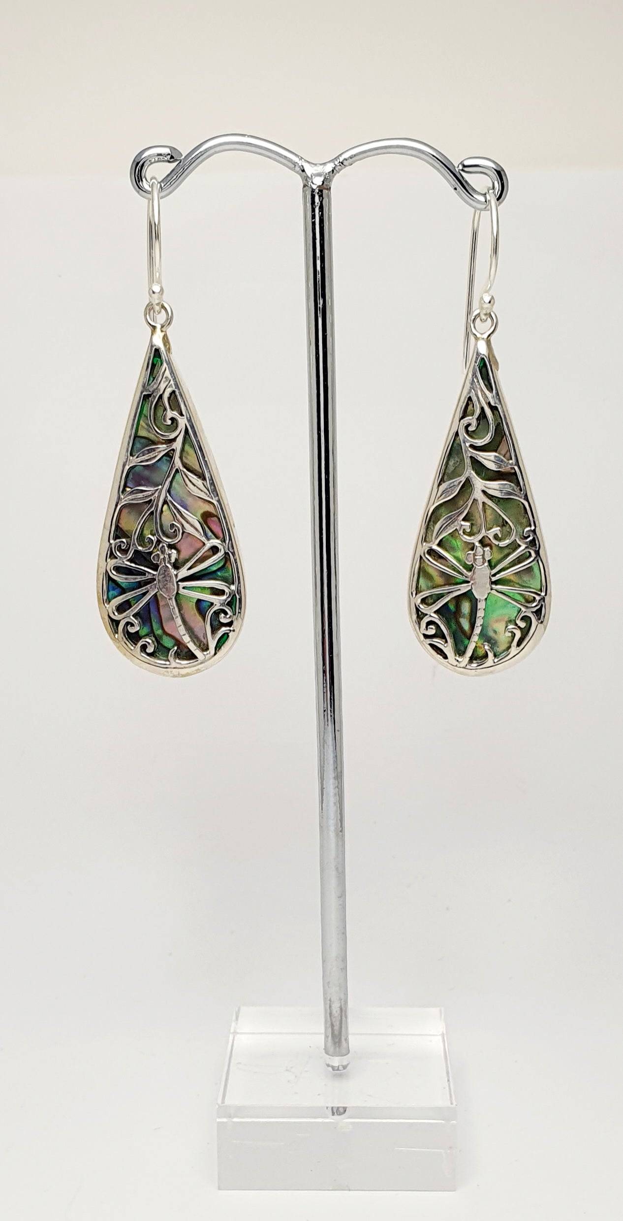 Sterling Silver Paua Dragonfly Shell Earrings