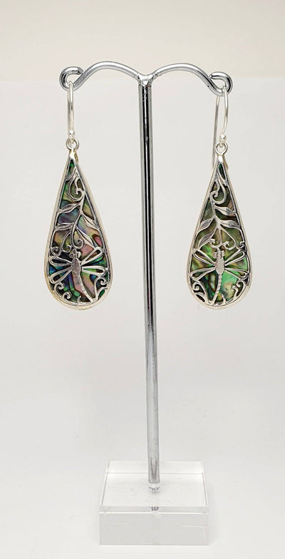 Sterling Silver Paua Dragonfly Shell Earrings