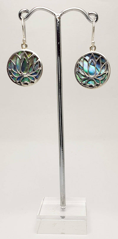 Sterling Silver Paua Shell Lotus Earrings