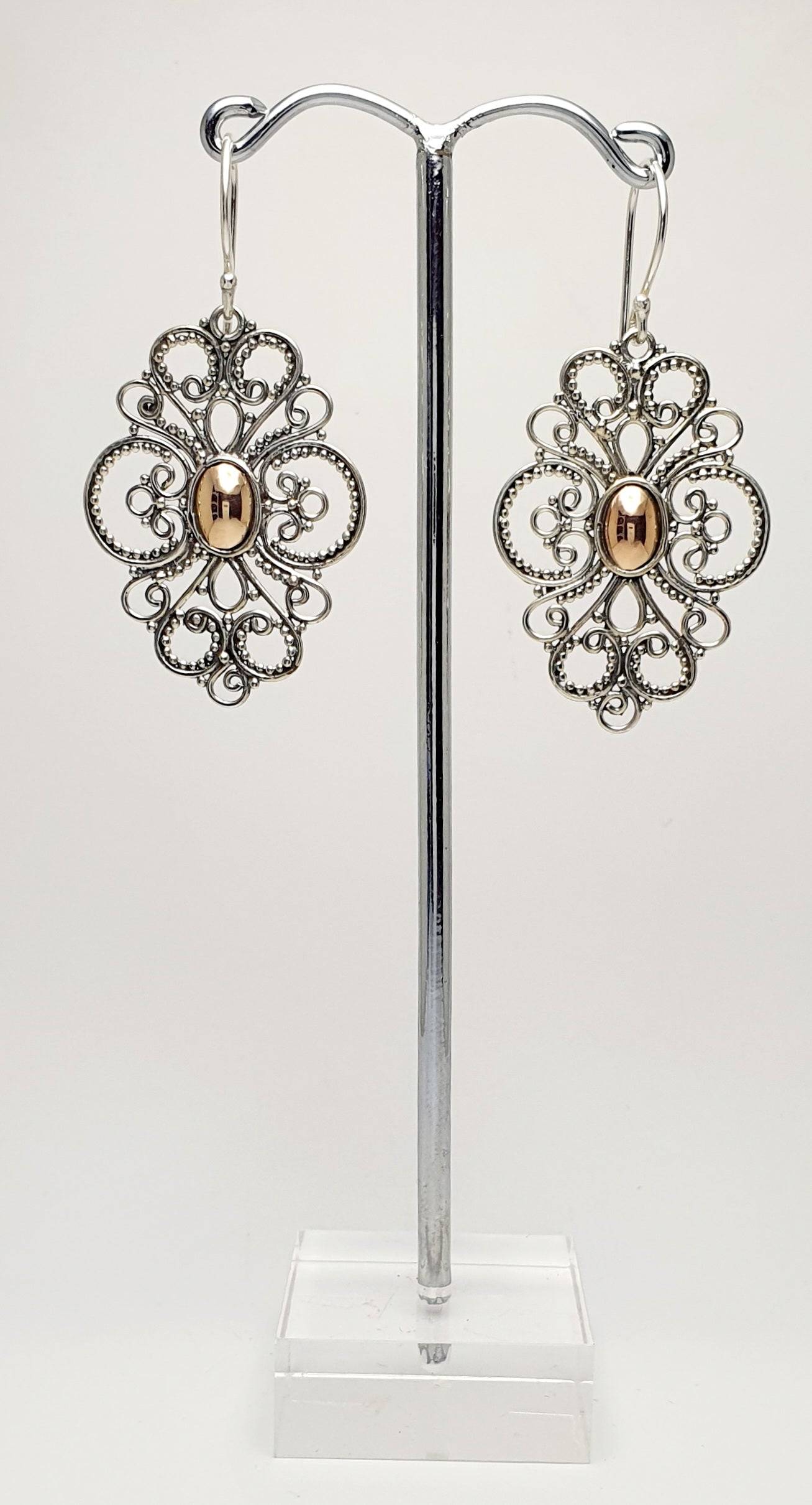 Sterling Silver Drop Earrings with 18K Rose Gold Plating