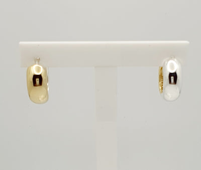 Najo Wide Domed Reversible Huggies, Sterling Silver with Yellow Gold Plating
