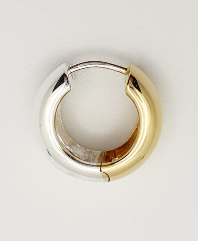 Najo Wide Domed Reversible Huggies, Sterling Silver with Yellow Gold Plating