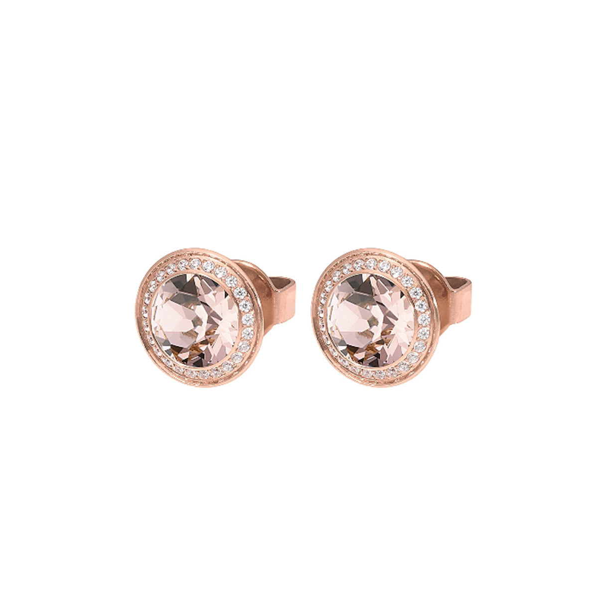 Q322767 TONDO Deluxe Earring Studs 9mm s/steel RG/IP Vintage Rose col. European Crystal