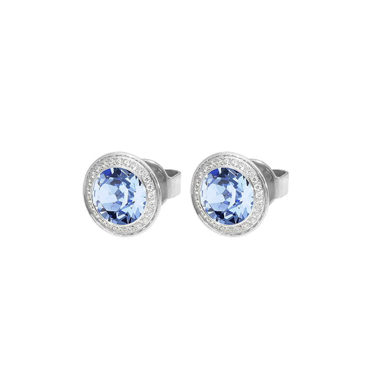 Q322786 TONDO Deluxe Earring Studs 9mm s/steel Lt Sapphire col. European Crystal (322786)
