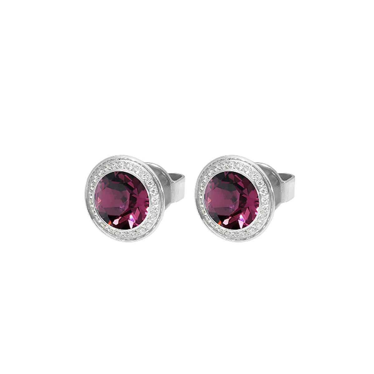 Q323026 TONDO Deluxe Earring Studs 9mm s/steel Amethyst col. European Crystal (323026)