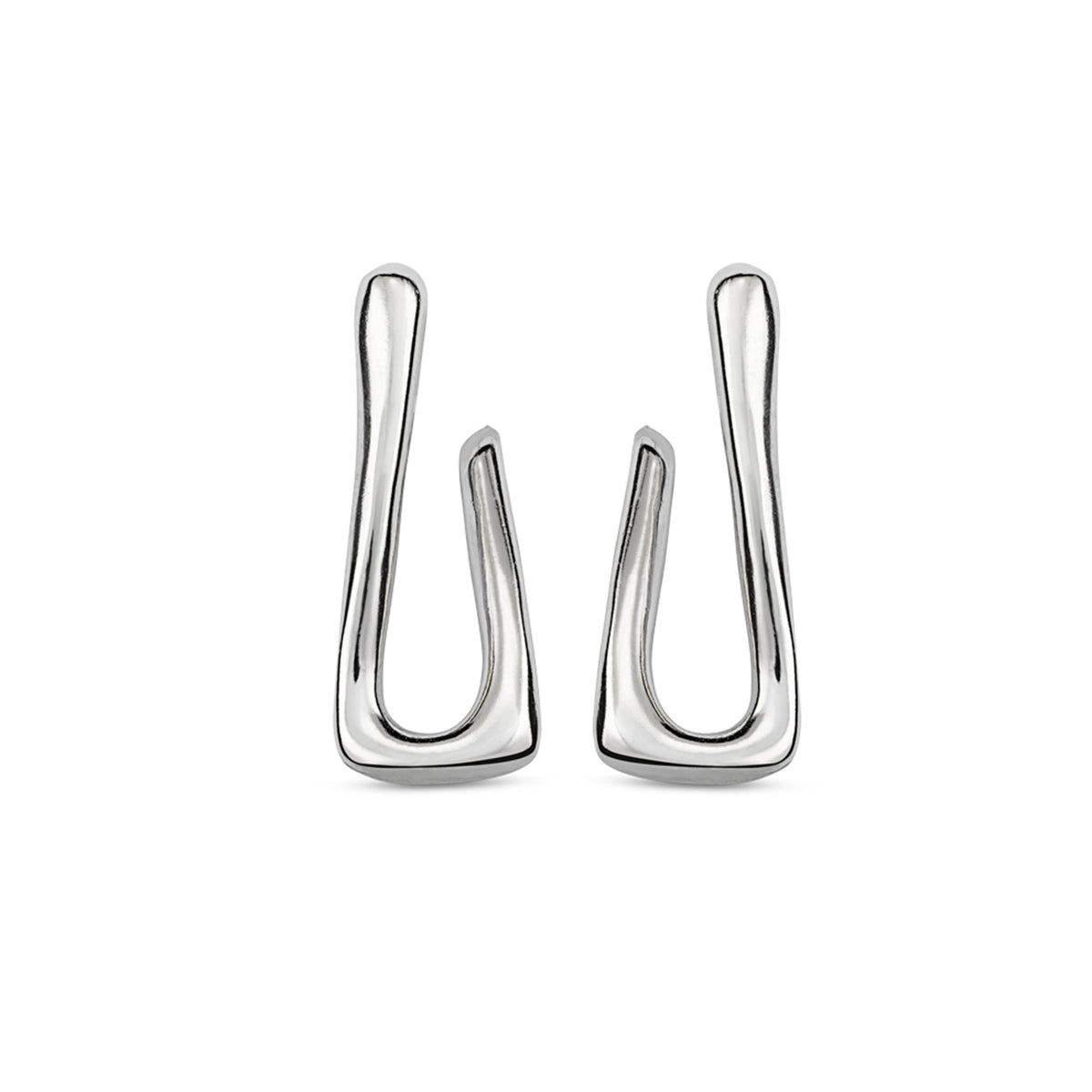 UNO-. UNO FOR U EARRINGS. Link shaped silver-plated metal alloy earring.