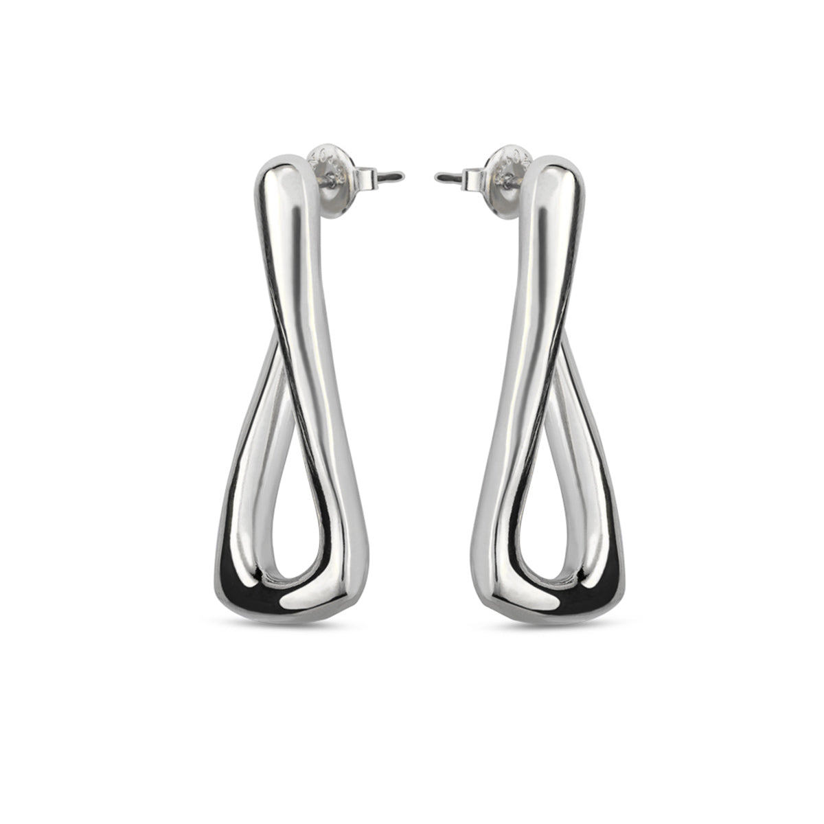 UNO-. UNO FOR U EARRINGS. Link shaped silver-plated metal alloy earring.