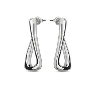 UNO-. UNO FOR U EARRINGS. Link shaped silver-plated metal alloy earring.