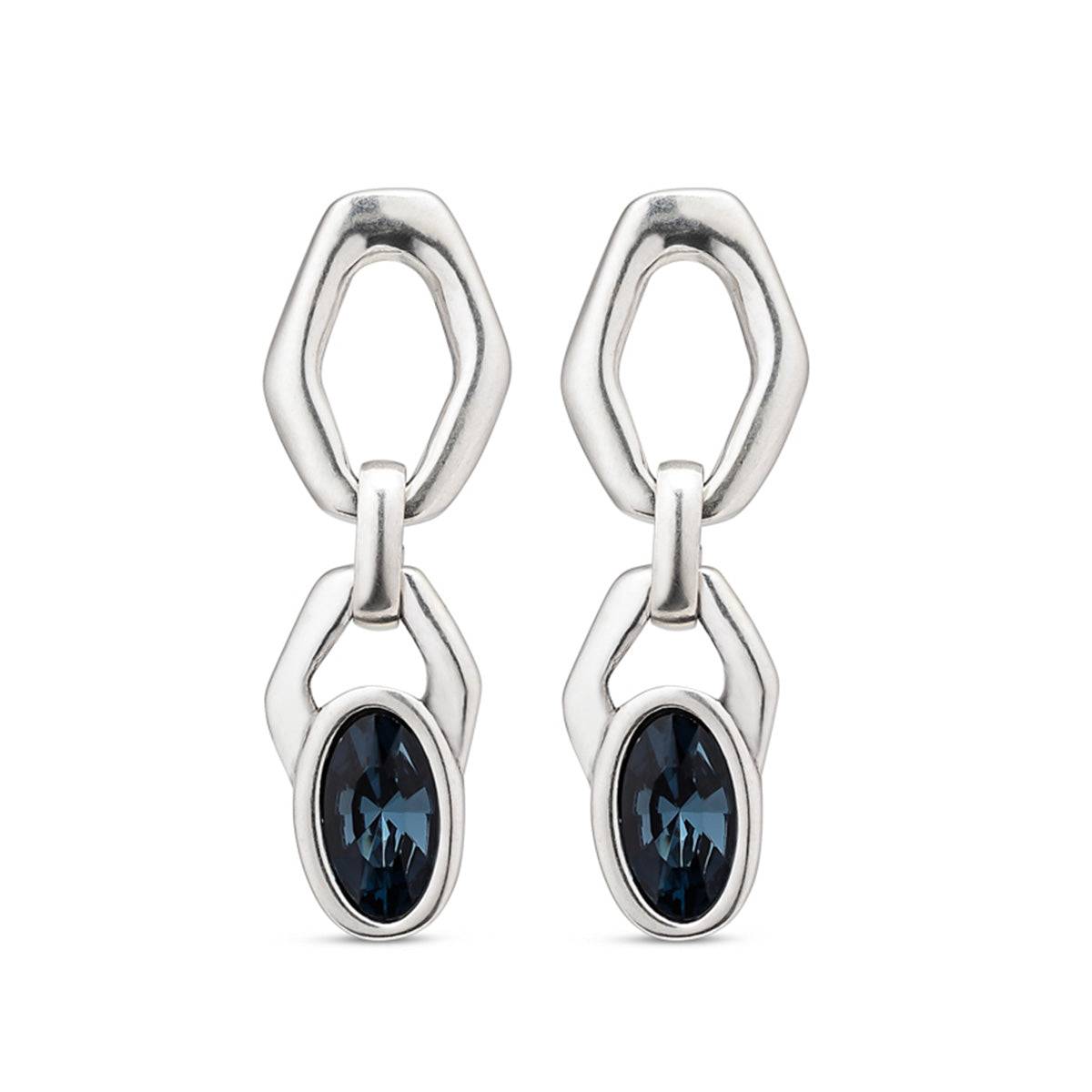 UNO-. THE KINGDOM EARRINGS. Silver-plated earrings with 2 rhomboid shaped links