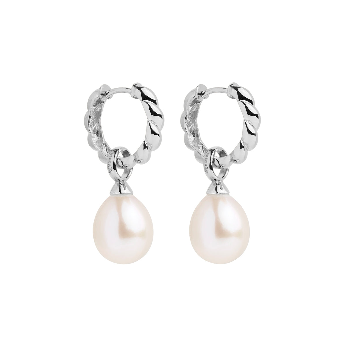 11Mm F/W Pearl On 4X16mm Sterling Silver Huggie Earring, Antitarnish