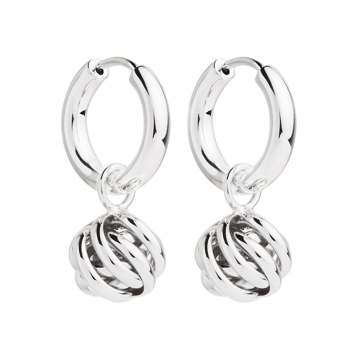 12Mm Sterling Silver Textured Bead On 3X16mm Sterling Silver Huggie Earrings, Antitarnish