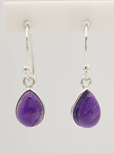 Sterling Silver Amethyst 7 X 10mm Earring With 2.6cm Drop