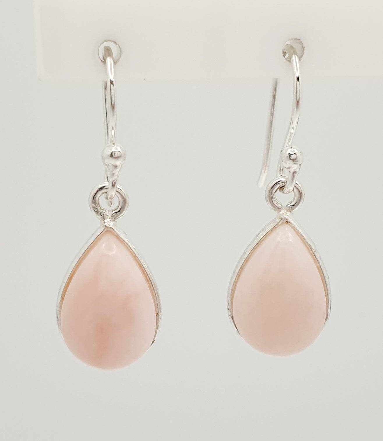 Sterling Silver 7 X 10mm Pink Opal Earring With 2.6cm Drop