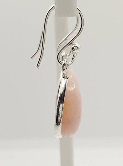 Sterling Silver 7 X 10mm Pink Opal Earring With 2.6cm Drop