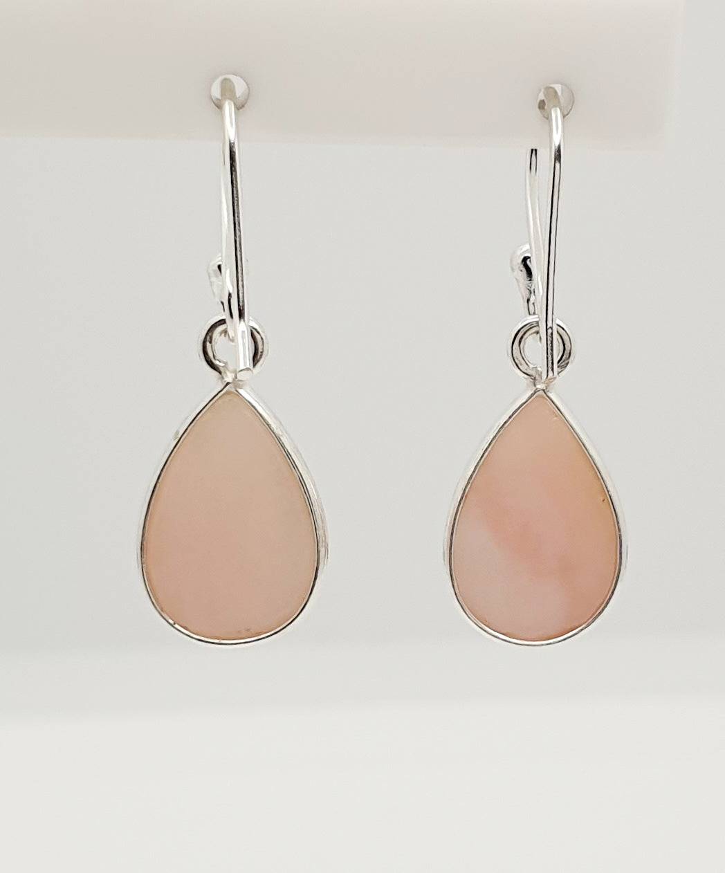 Sterling Silver 7 X 10mm Pink Opal Earring With 2.6cm Drop