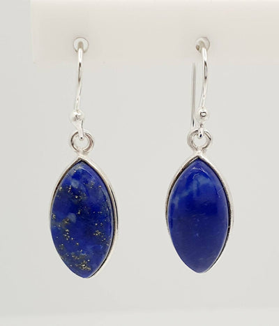 Sterling Silver 15mm X 8mm Lapis Earrings