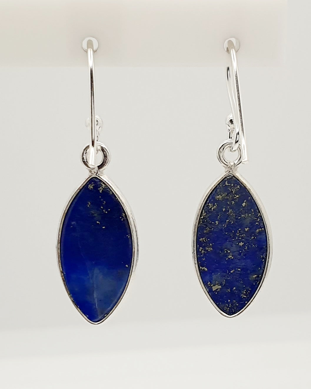 Sterling Silver 15mm X 8mm Lapis Earrings