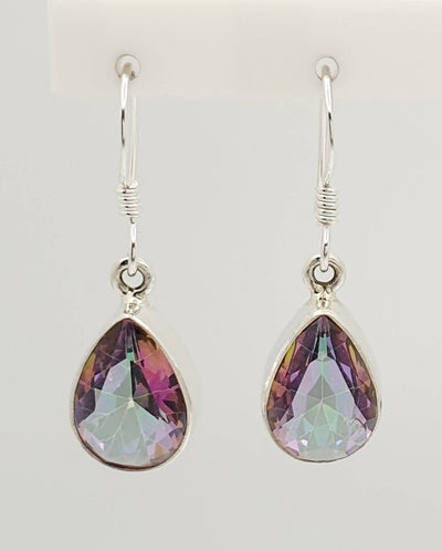 Sterling Silver 13mm X 9mm Tear-Drop Mistic Quartz 3cm Drop Earrings