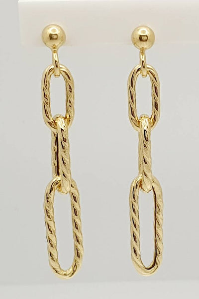 Sterling Silver, Gold Plated, Twisted Chain Style Earrrings 45mm