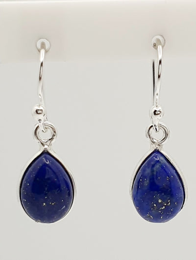 Sterling Silver 7mm X 10mm Lapis Lazuli, 26mm Drop Earrings