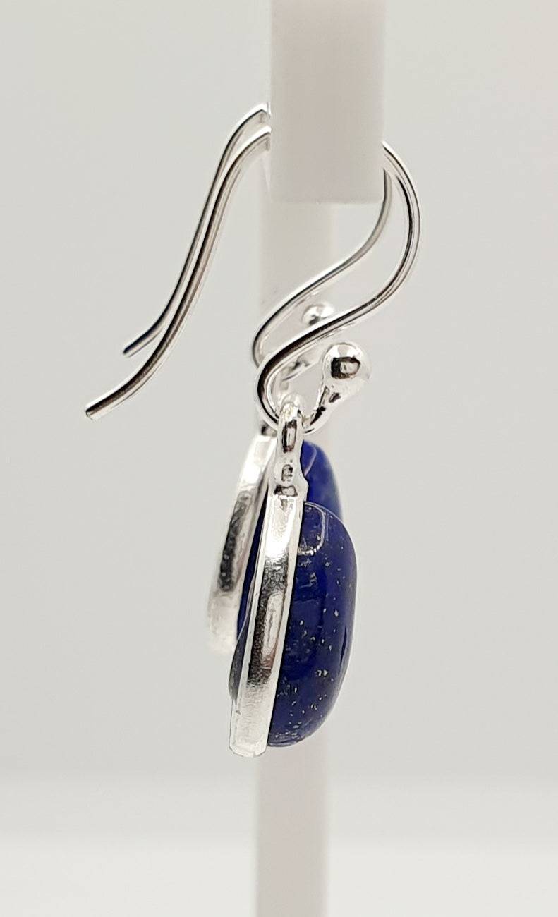 Sterling Silver 7mm X 10mm Lapis Lazuli, 26mm Drop Earrings