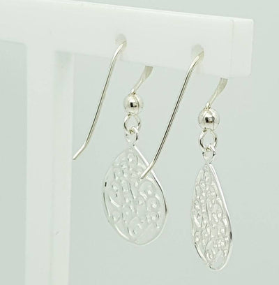 Sterling Silver Filigree Tear Drop Earrings