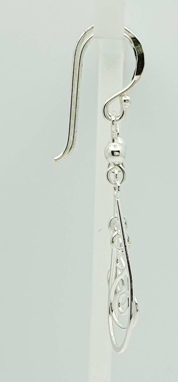 Sterling Silver Tear Drop Earrings with Hanging Pattern