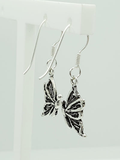 Sterling Silver Butterfly Drop Earrings