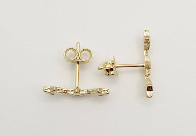 18K Gold, Filled, Three Star Climber Style Earrings with CZ's