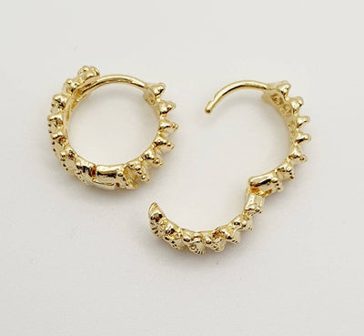 18K Gold, Filled, 12mm Rugged Ribbon Huggie Hoop Earrings