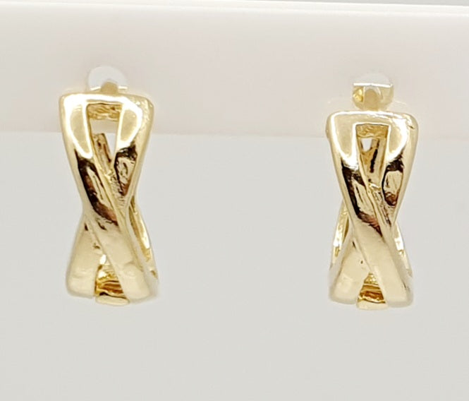18K Gold Filled 12Mm X- Huggie Hoop Earrings
