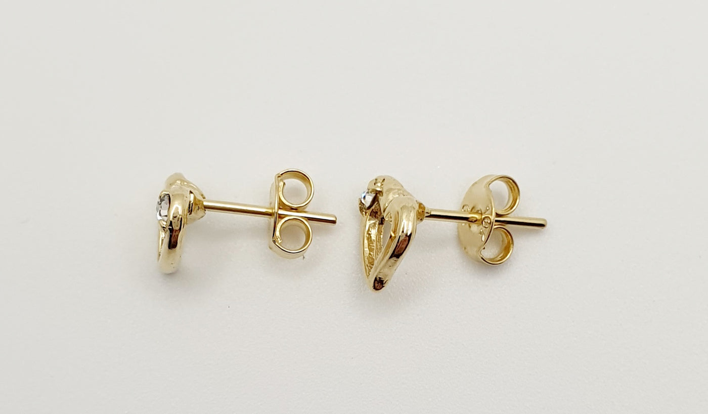 18K Gold, Filled, Dantiy Heart Stud Earings with CZ's