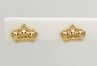 18K Gold, Filled, Crown Stud Earings