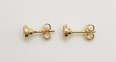 18K Gold, Filled, 4mm Earrings, Set With CZ's