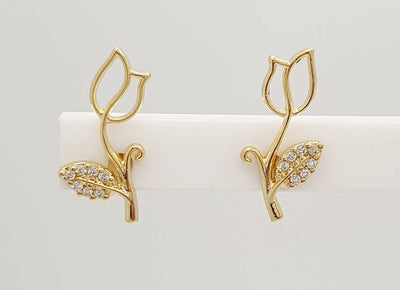 18K Gold, Filled, Tulip Earrings With CZ's