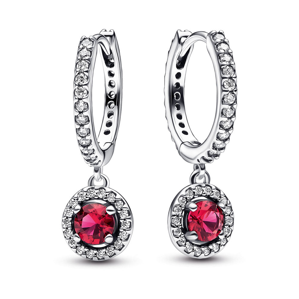 PANDORA Sterling silver hoop earrings with cherries jubilee red crystal and clear cubic zirconia